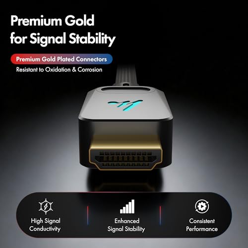 LED HDMI Cable V2.1 with Ethernet,8k@60Hz,4K@120Hz UHD Resolution,6.6 Feet Braided, 48 Gbps Transfer Ultra high Speed,HDR/HDR10/Dolby Vision,Dolby Atmos and DTS:X,Compatible All HDMI Devices - color: Black, size: 6.6 Feet