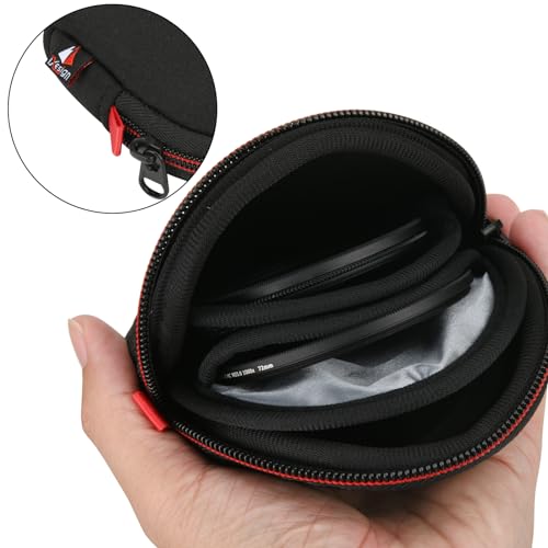 Camera Filters Case Bags for Round Filters Up to 62mm,Water-Resistant Fabric Design Lens Filter Pouch (Small)