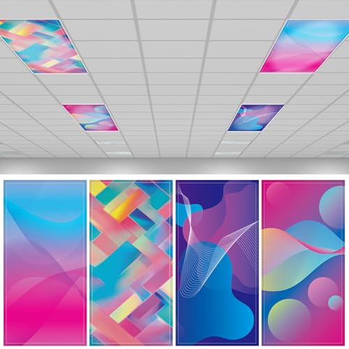 QOUBAI 4PCS Fluorescent Light Covers, 4x2 Feet Magnetic Light Cover Fluorescent Lights Shade Panel Positive Inspirational Ceiling Lights Filters for Office Classroom Home Drop Ceiling Neon - style: Neon