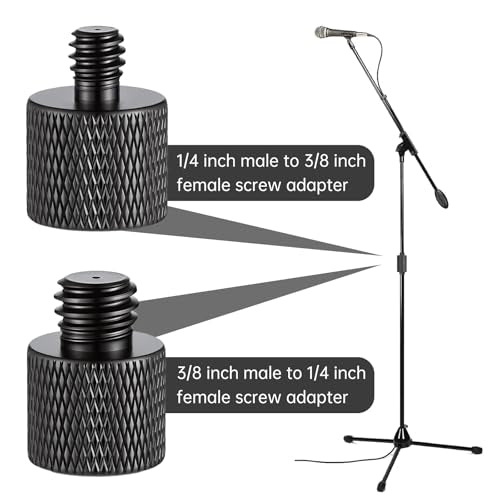 1/4 to 3/8 & 3/8 to 1/4 Camera Tripod Adapter, 4 Pack Double Head Stud Screw Thread Converter Male to Female Mounting Adapter for Camera, Monitor, Tripod, Mic Stand