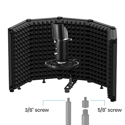 Moukey Microphone Insulation Sound Insulation Sound Shield Isolation, 5 Sides Microphone Sound-Absorbing Foam Reflector for Recording Studio, Podcasts, Vocals and Broadcasting