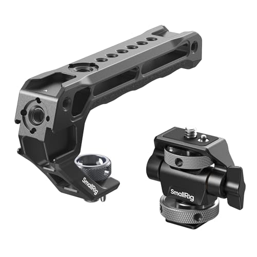 SMALLRIG Top Handle with Monitor Mount Kit, with 3/8"-16 Locating Holes for ARRI, 5 Built-in Cold Shoe, 360° Swivel and 180° Tilt Adjustable Monitor Holder with Thumbscrew, Anti-Twist Design - 5322