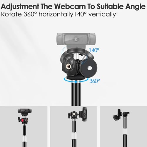 Webcam Tripod Stand for Desk: Webcam Stand for Logitech Brio | C920 | C922 | C615 | C930e - Height & Angle Adjustable Desktop Tripod for Light & 1/4" Thread for Live Streaming | Video Calling - size: 9.2''-15.5''