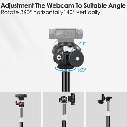 Webcam Tripod Stand for Desk: Webcam Stand for Logitech Brio | C920 | C922 | C615 | C930e - Height & Angle Adjustable Desktop Tripod for Light & 1/4" Thread for Live Streaming | Video Calling - size: 9.2''-15.5''