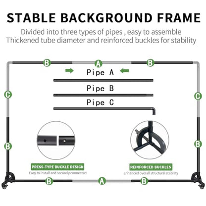 7ftx10ft Movable Green Background Stand with Pulley, for Studio Video Shooting, Keying, Special Effects Production, Stage Background, Portrait Shooting, Live Streaming, Party Setting