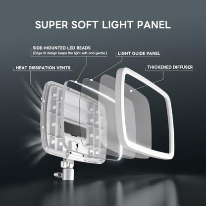 NiceVeedi 14" Soft Key Light, Dimmable Desk Ring Light with Clamp, 2700K-6500K/CRI97+/Flexible Arm/2.4G Remote, Streaming Light for Podcast/Home Office/YouTube/TikTok/Makeup/Video Calls