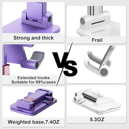 Cell Phone Stand Cute Mobile Holder For iPhone Desk Office Accessories | for thick cases; Under 12" Tablets, e-readers; Folds flat; Anti-slip; Weighted base - color: 03-Purple