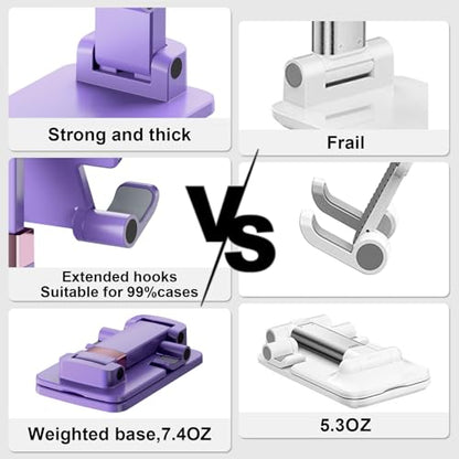 Cell Phone Stand Cute Mobile Holder For iPhone Desk Office Accessories | for thick cases; Under 12" Tablets, e-readers; Folds flat; Anti-slip; Weighted base - color: 07-Violet