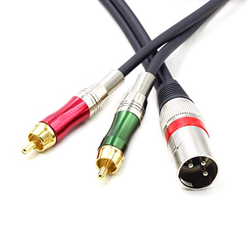10FT XLR Male to 2 x Phono RCA Plug Adapter Y Splitter Patch Cable, 1 XLR Male 3 Pin to Dual RCA Plug Stereo Audio Cable Connector(3 M) - color: 3m (1XLR-2RCA)