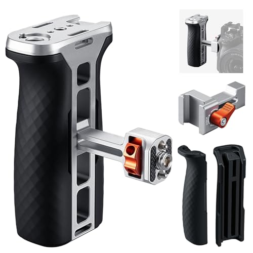 K&F CONCEPT Side Handle with (3/8"-16 & NATO) Dual-Mount, Camera Cage Handle with Interchangeable Silicone Parts, Ergonomic Handgrip with Up/Down & Left/Right Hand Adjustable
