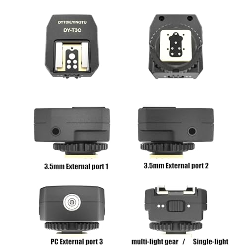 DY-T3C Set Style Multi-Functional hot Shoe Adapter, Single-Lens Reflex Camera Universal Flash Expansion Accessory/ Also Applicable Mini Camera Flash Height-Increasing Conversion Accessories - style: DY-T3C 1pcs + PC cable 3pcs