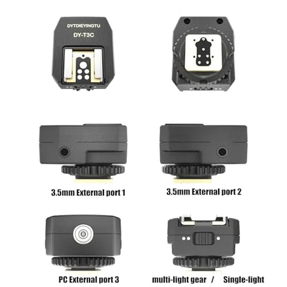DY-T3C for Canon Camera Flash Hot Shoe Adapter Mount Top-Mounted Expansion Accessory: Multi-Flash synchronous Shooting with Cable Converter (DY-T3C 1PCS + PC Cable 1PCS) - style: DY-T3C 1PCS + PC cable 1PCS