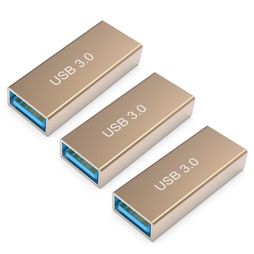 3Pack Female to Female USB Adapter, High Speed USB 3.0 Extension Connector, Suitable for Connecting Two USB Male Ends Cable, Gold - style: female to female usb