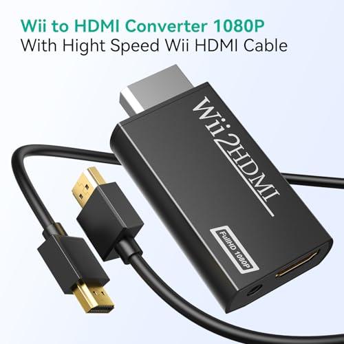 GANA Wii to hdmi Converter, wii to hdmi Adapter Supports All Wii Display Modes (wii to hdmi Black) - color: wii to hdmi Black