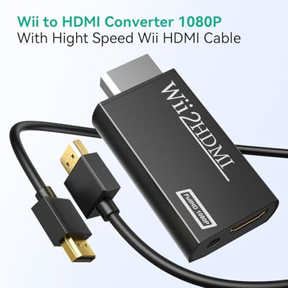 GANA Wii to hdmi Converter, wii to hdmi Adapter Supports All Wii Display Modes (wii to hdmi Black) - color: wii to hdmi Black