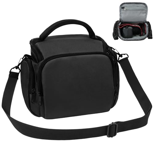 Ainiv DSLR Camera Bag, Waterproof Anti-Shock SLR Camera Case, Large Adjustable Shoulder Strap Camera Backpack, Portable Crossbody Single Shoulder Backpacks Compatible with Canon, Sony, Nikon, Black - color: Black