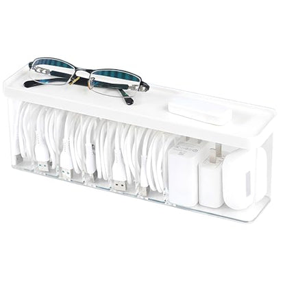 Charger Cable Cord Storage Organizer Box - Easy Storage Without Cable Ties - 1 Pack With Lid