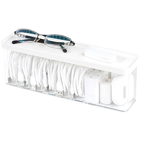 Charger Cable Cord Storage Organizer Box - Easy Storage Without Cable Ties - 1 Pack With Lid