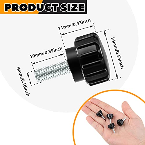 Hotop Threaded Knurled Thumbscrew Monitor Mount Screws on Knobs Monitor Screws Carbon Steel Clamping Knobs Grip Thumb Screw Mounting Thumb Screw, Black(20 Pieces,M4 x 10 mm) - size: M4 x 10 mm