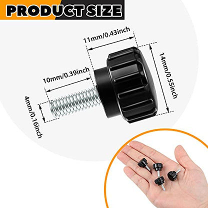 Hotop Threaded Knurled Thumbscrew Monitor Mount Screws on Knobs Monitor Screws Carbon Steel Clamping Knobs Grip Thumb Screw Mounting Thumb Screw, Black(20 Pieces,M4 x 10 mm) - size: M4 x 10 mm
