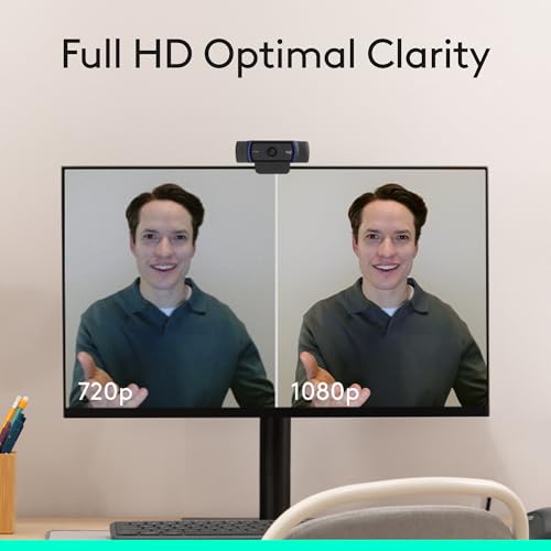 Logitech C920x HD Pro PC Webcam, Full HD 1080p/30fps Video, Clear Audio, Light Correction, Works with Microsoft Teams, Google Meet, Zoom, Nintendo Switch 2’s New GameChat Mode, Mac/Tablet- Black - size: 1 Pack, style: 1080P/30 fps, 720p/30fps