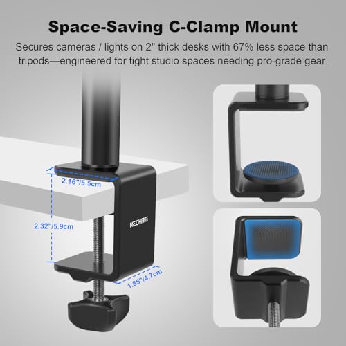 Camera Desk Mount Table Stand with Magic Arm & Ball Head, Table Light Stand with C Clamp, Webcam Desk Camera Mount for DSLR Ring Light Mic Live Streaming Vlog (811003) - style: 811003 - Table Stand with Horizontal Arm