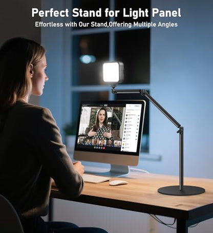 Camera Round Base Mount Desk Stand, Flexible Aluminum Photography Floor-Standing Light Monopod Stand Phone Holder with 1/4" 3/8'' 5/8'' Screw for DSLR Camera, Light, Webcam, Live Streaming, Vlogging