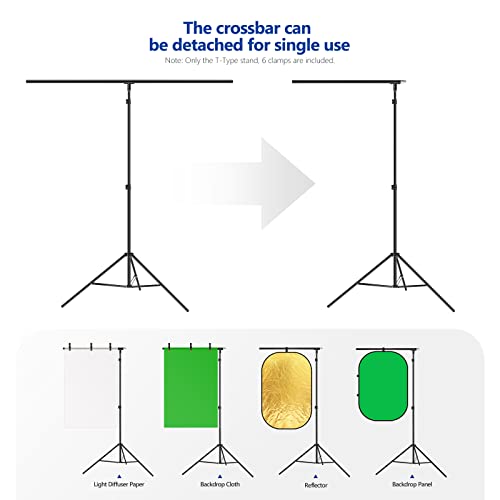 Neewer T-Shaped Background Backdrop Support Stand Kit, 8.5ft/2.6m Tall Adjustable Tripod Stand and 5ft/1.5m Wide Crossbars with 6 Spring Clamps and 1 Carrying Bag for Studio Photo Video Photography - size: 8.5ft x 5ft