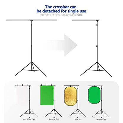 Neewer T-Shaped Background Backdrop Support Stand Kit, 8.5ft/2.6m Tall Adjustable Tripod Stand and 5ft/1.5m Wide Crossbars with 6 Spring Clamps and 1 Carrying Bag for Studio Photo Video Photography - size: 8.5ft x 5ft