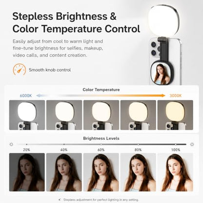Magnetic Selfie Light Compatible with MagSafe, Foldable LED Phone Light with Mirror, 72 LEDs Stepless Brightness & Color Temperature, 360° Rotating Fill Light for Selfies, Makeup, TikTok, Zoom - color: Black-1