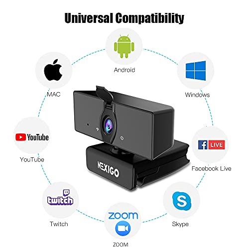 NexiGo N660 1080P Business Webcam, Dual Microphone & Privacy Cover, USB FHD Web Computer Camera, Plug and Play, for Zoom/Skype/Teams/Webex, Laptop MAC PC Desktop - style: Webcam w/o Light