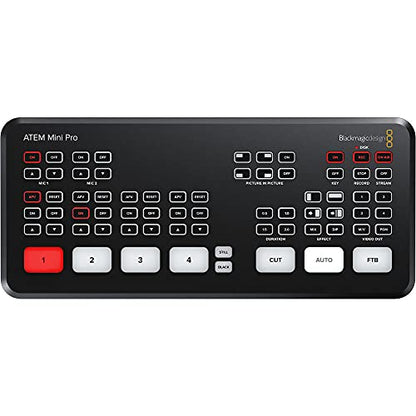 Blackmagic Design ATEM Mini Pro HDMI Live Stream Switcher Bundle with 6’ HDMI Cable, 7’ Cat5e Cable, and 5-Pack of SolidSignal Cable Ties (SWATEMMINIBPR) - style: Mini Pro