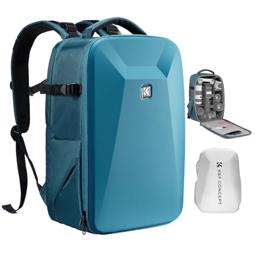 K&F CONCEPT Camera Backpack,Hardshell Photography DSLR Camera Bag with 15-15.6 Inch Laptop Compartment Hard Shell Camera Case Compatible with Canon/Nikon/Sony/DJI Mavic Drone - color: Blue