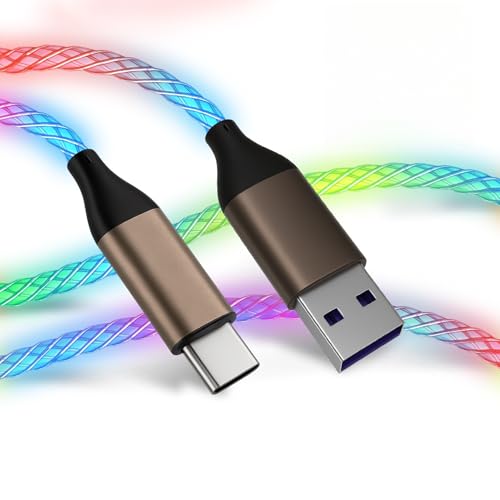 USB C Charger Cable Led Light Up Charger Cord Visible 66W RGB Gradual Changing Shining 6A Fast Charging USB A to USB C Data Sync Cord for iPhone 15/16、Samsung Galaxy SS23+/S23 Ultra (Multicolor, 3ft) - color: Multicolor, size: 3ft