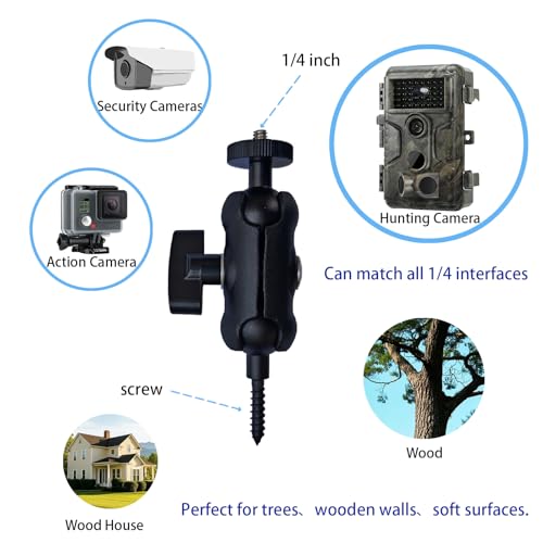 Adjustable Trail Camera Tree Mount: Game Camera Outdoor Mounting Bracket Holder with Double 360° Swivel Tilt Ball Joints, 2 Packs - size: 2