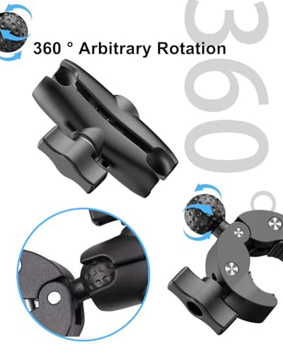 3-in-1 Super Mount Clamp Socket Arm 1/4"-20 Ball Head Adapter for Camera/Phone/Monitor/LED Lights/Microphone Accessories (Short Style)