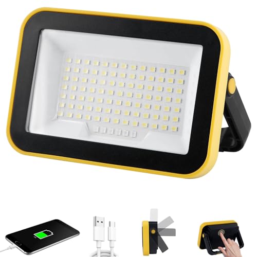 AUMIO Rechargeable Work Light with Tripod Hole, 40W Portable Flood Light Battery Powered, Waterproof LED Work Lights Cordless Job Site Lighting 180° Rotate for Garage Camping Car Repairing - color: Upgraded SMD 1-Pack