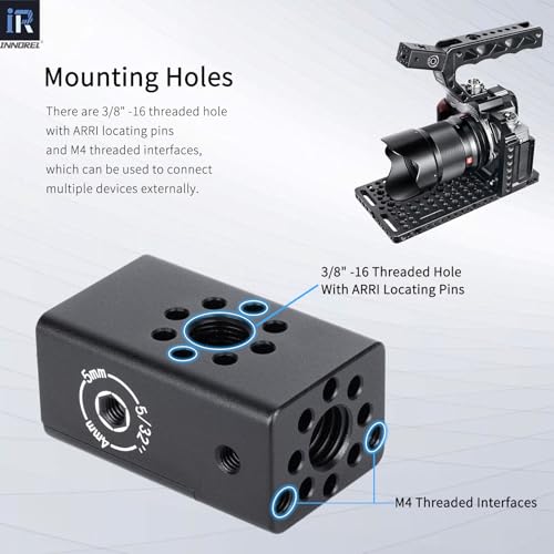 INNOREL CB1 CNC Aluminum Alloy Multi-Function Cheese Handle, Cheese Grip Extension Bar Featuring Multiple 3/8" Arri Locating Holes for Camera Cage Frames, DIY Video Rigs, Any 3/8" Threaded Point - size: CB1