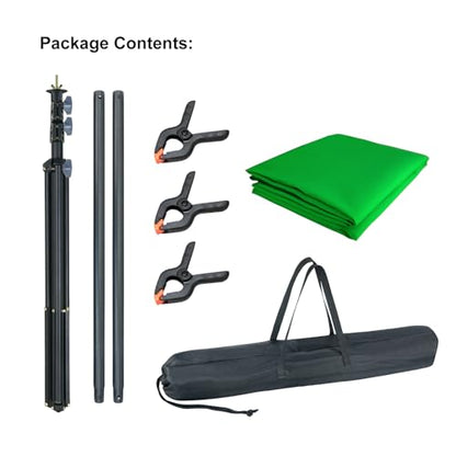LINCO Lincostore Green Screen Backdrop Kit 5x6.7ft, Portable Green Screen Stand with T-Shape Stand Holder, Carrying Bag for Photography, Party, Decoration, Streaming, Video AM207