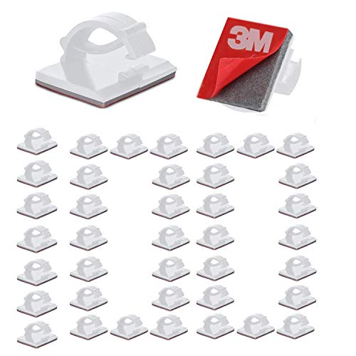 Cable Clips Self with 3M Adhesive Cord Organizer, Wire Holder Clamp Management Sticky for Desk Car Dash Cam Tables Wall, White 100pcs - color: White, size: 100 Pieces
