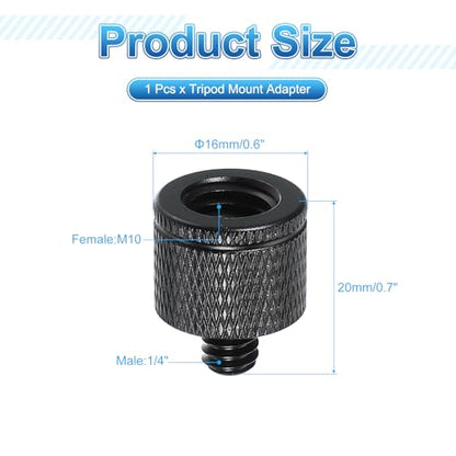 PATIKIL Tripod Screw Adapter M10 Female to 1/4" Male, Tripod Nut Connectors Camera Mount Screw Camera Double Head Converter for Microphone Holder Magic Arms Accessories - size: M10 to 1/4"