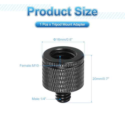 PATIKIL Tripod Screw Adapter M10 Female to 1/4" Male, Tripod Nut Connectors Camera Mount Screw Camera Double Head Converter for Microphone Holder Magic Arms Accessories - size: M10 to 1/4"