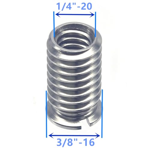 Stainless Steel 1/4"-20 Female to 3/8"-16 Male Convert Screw Adapter (2pcs, 16.5mm) - color: 2pcs, size: 16.5mm