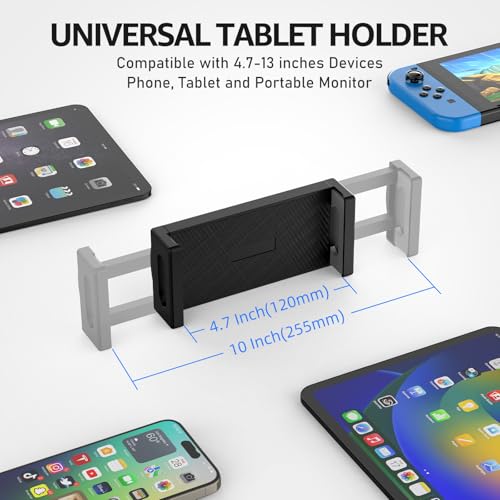 Urmust Dual Arm Tablet Wall Mount Ipad Holder, 4.7-13" | 360° Rotation Adjustable, Aluminum Extendable Arm, For iPad mini/Air/Pro/Galaxy Tab/Kindle, Kitchen Home Office - size: 2 Arm-Up to 13"