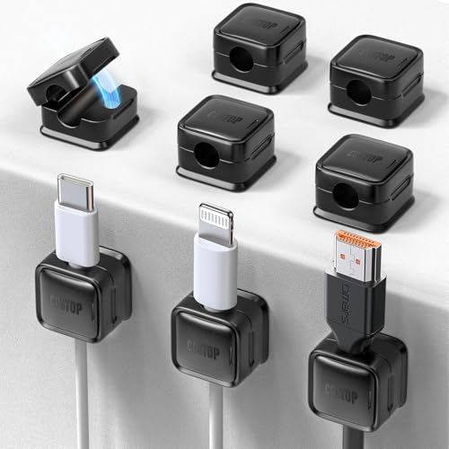 8 Pack Cord Organizer Holder,Costop Strong Adhesive Under Desk Cable Management,Magnetic Cable Clips,Wire Holder Keeper Organizer Neatly for Home,Office,Car,Desk,Nightstand,Desktop - color: Black, size: 8Pack