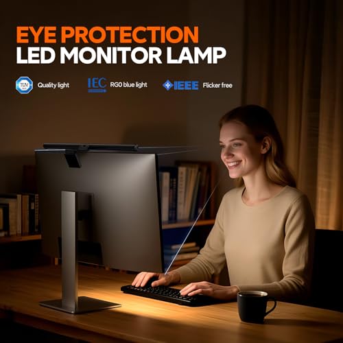 LYMAX Monitor Light Bar, Eye-Care USB Computer Lamp Dimmable Screen Light Bar, Fit for All Monitor with Wireless Controller, Backlight, No Screen Glare, Space Saving for Home Office Desk Light
