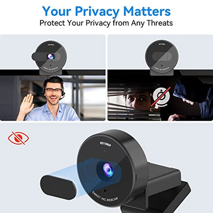 EMEET C950 Webcam for PC, 1080P Webcam with Microphone&Privacy Cover, Auto Light Correction, 70° FOV for Personal Use, Plug&Play Web Cam Protect Data, Perfect for Office Professionals&Remote Workers - style: 1080P Safe Privacy Cover