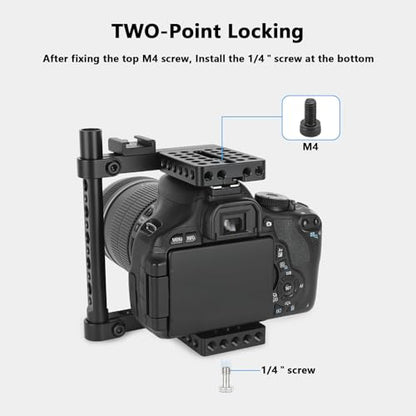 CAMVATE DSLR Camera Cage Top Handle Wood Grip Compatible for Sony Panasonnic