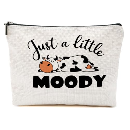 Funny Cow Makeup Bag for Women, Portable Cosmetic Bag Travel Organizer Toiletry Accessories, Moody Cow Makeup Pouch with Zipper, Birthday Christmas Gifts for Women Friends Girls - color: Multicolor 1406