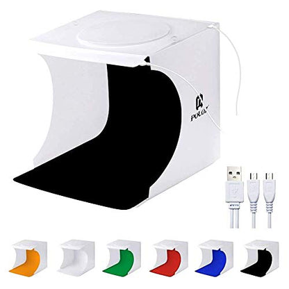 Mini Photo Studio Super Bright Photography Light Box Lightbox Portable Shooting Light Tent with 6 Colors Photography Backdrops Waterproof Background Screen Carrying Bag (20 Centimeter)